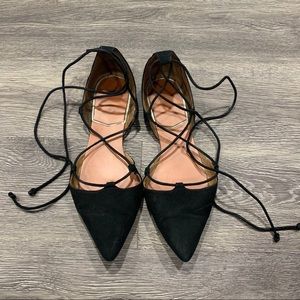Zara Basic Collection Black Lace Up D'orsay Flats